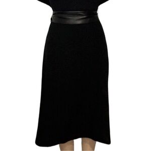 Dries Van Noten 12 US Leather Waist Skirt Black midi